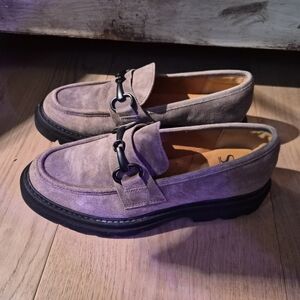 Sofft Taupe Suede Loafers with Black Sole